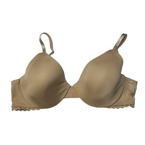Calvin Klein Tan T-Shirt Bra 34B Adjustable Straps and Seamless Cups